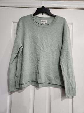Rachel Zoe Los Angeles New York 100% 2-Ply Cashmere Green Crewneck Pullover Swea